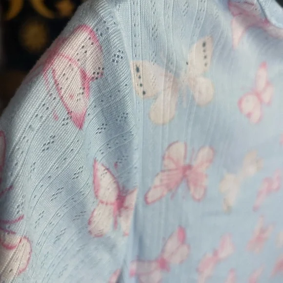 George Light Blue Top with Pink Butterfly Print Girls XL (14-16) - Picture 9 of 12